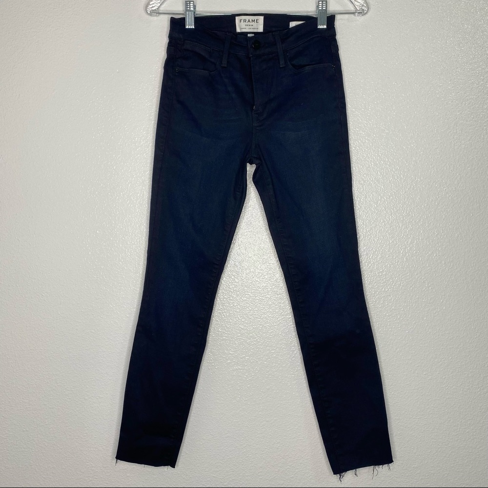 Frame Denim Le High Rise Raw Hem Stretch Ankle Skinny Jeans Women's 26